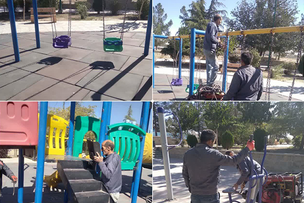 تعمیر و بازسازی وسایل ورزشی و بازی بوستان‌های سطح شهر فردوسیه